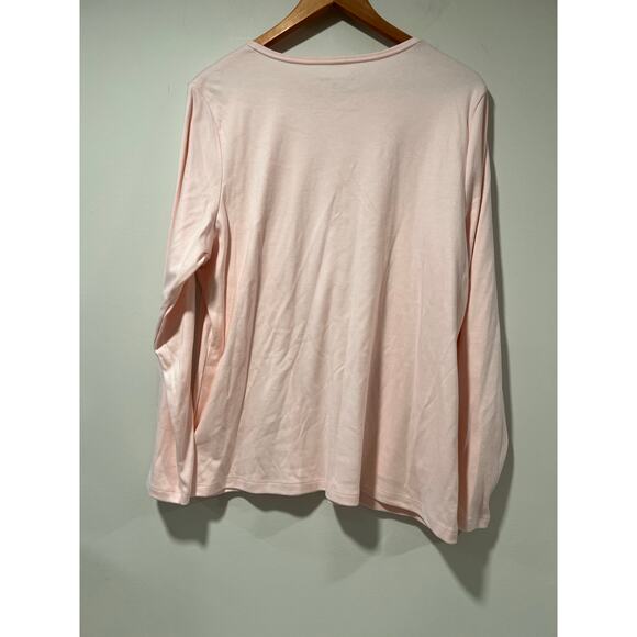 NWT Croft & Barrow Long Sleeve Crew Neck Shirt 100% Cotton Pale Pink Size 1X JL - Picture 3 of 7